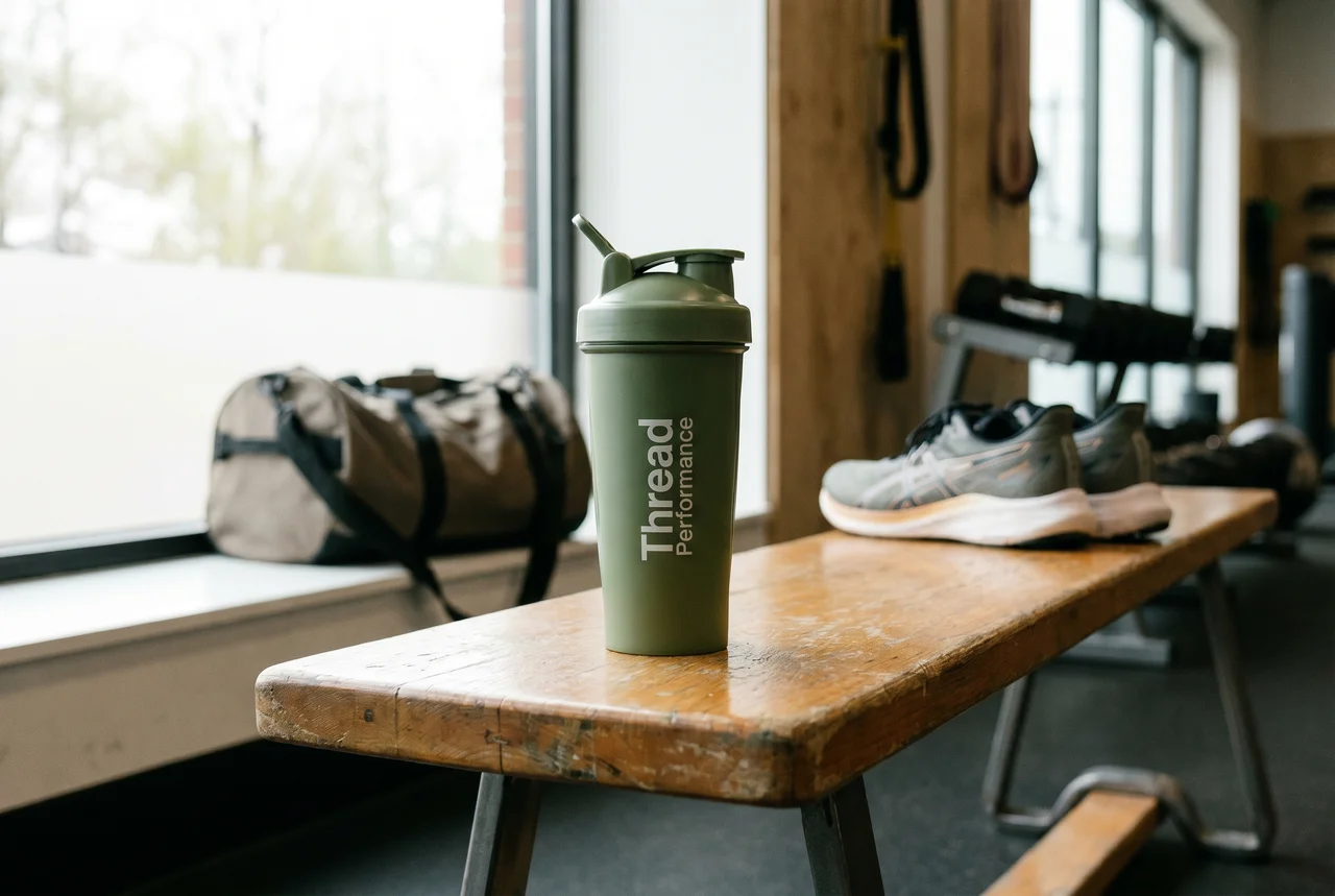 Thread Performance Daily Fuel shaker on gym bench